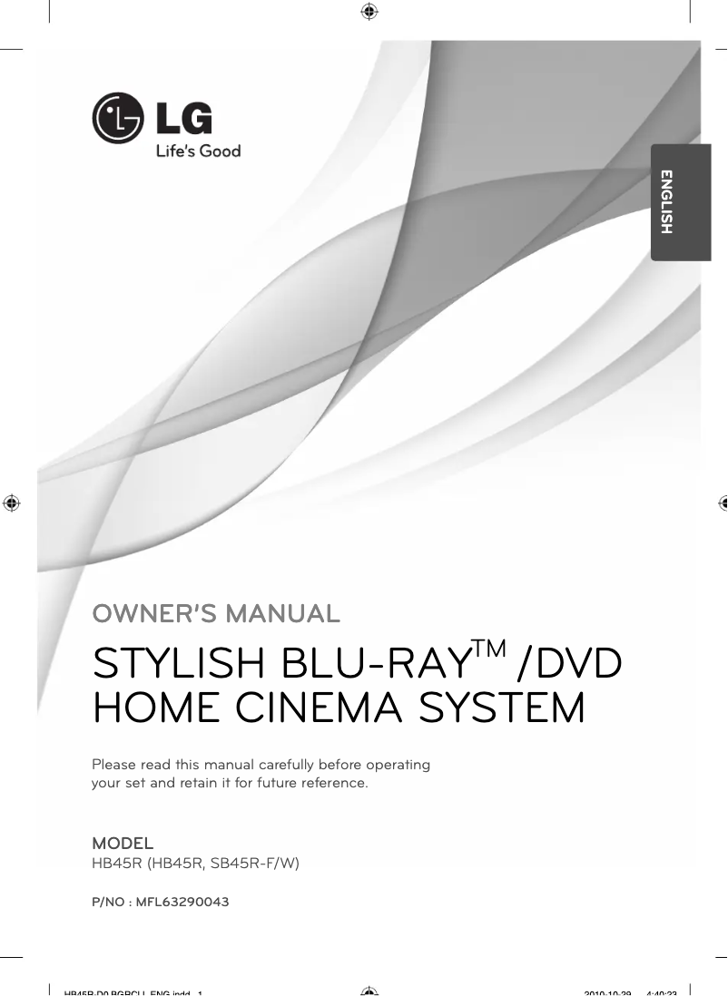 First page image of the manual for HB45R