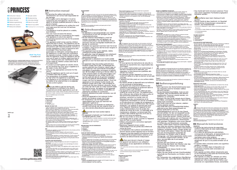 Page 1 de la notice Manuel utilisateur Princess Multi Tray Pure 255000