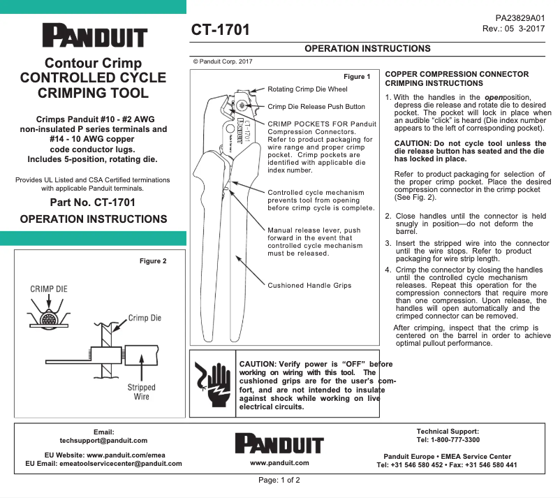 First page image of the manual for CT-1701