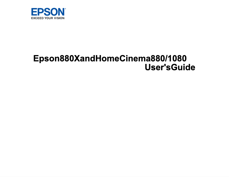 Page 1 de la notice Manuel utilisateur Epson Home Cinema 880