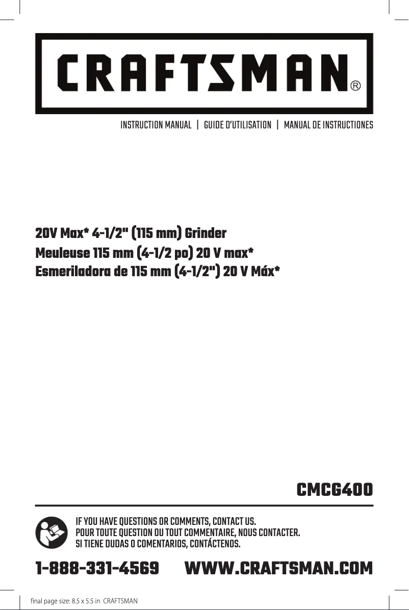 First page image of the manual for CMCG400M1
