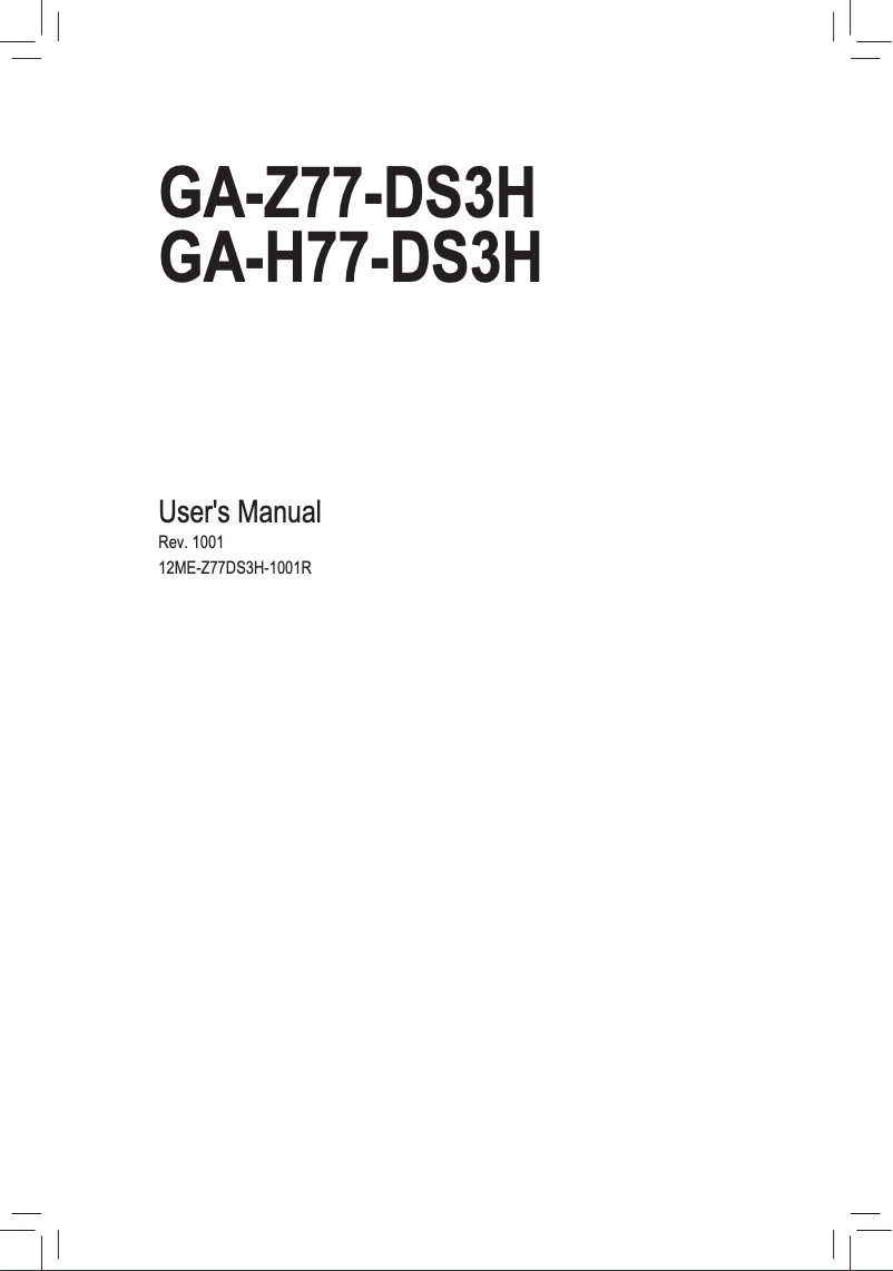 Page 1 of the manual User Manual Gigabyte GA-H77-DS3H