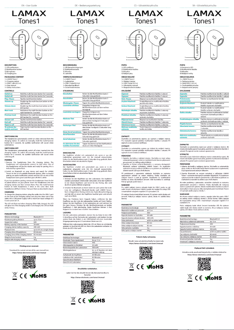 First page image of the manual for Tones1