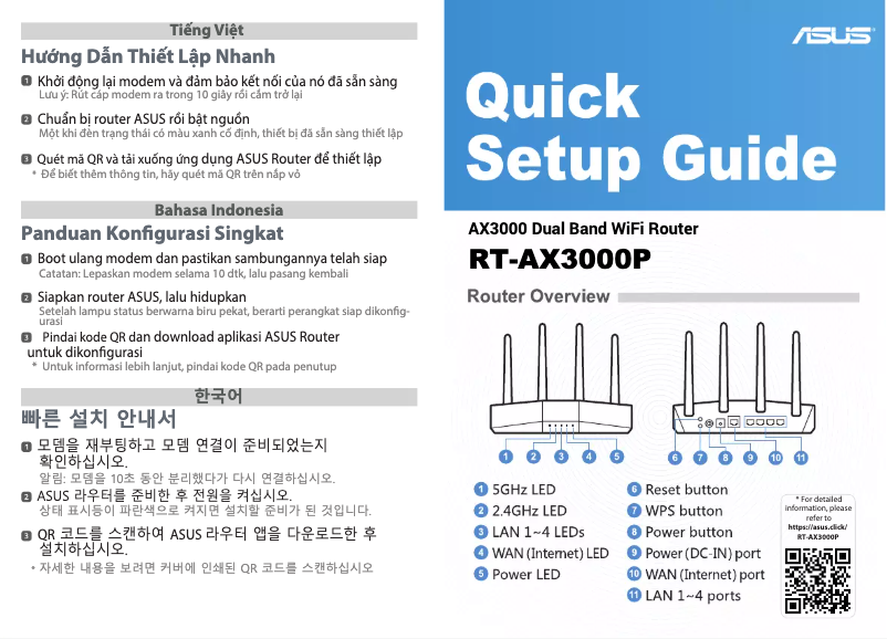 Page 1 of the manual Quick Start Guide Asus RT-AX3000P