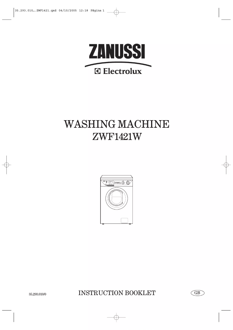 First page image of the manual for ZWF 1421 W