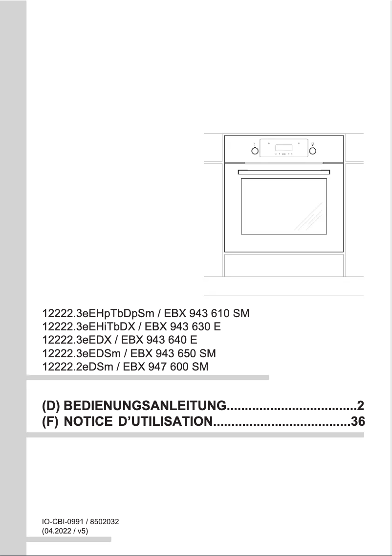 Page 1 of the manual User Manual Amica EBX 947 600 SM