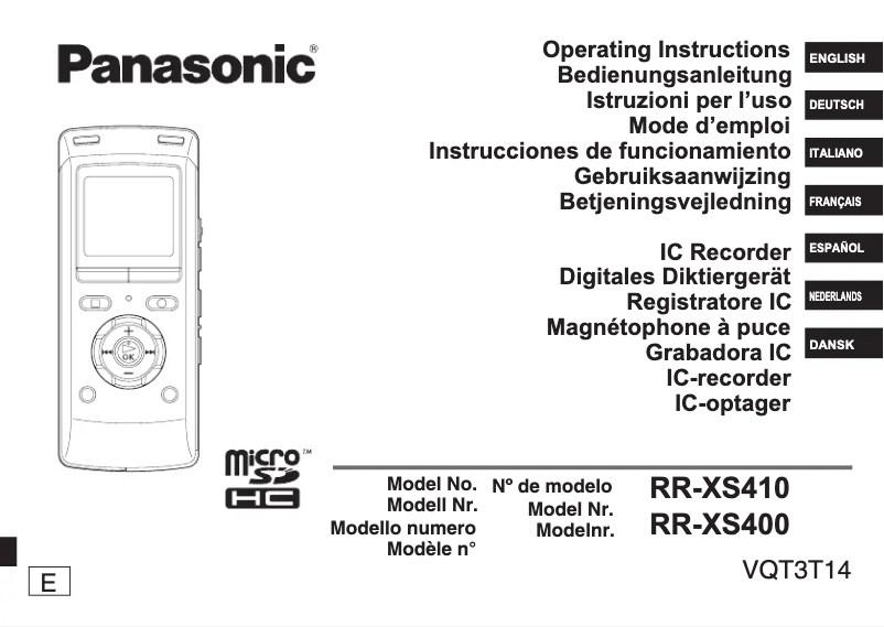 First page image of the manual for RR-XS410
