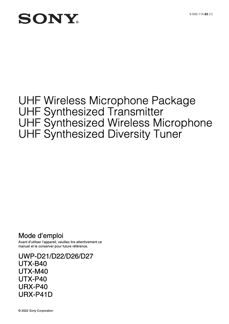 First page image of the manual for UTX-B40
