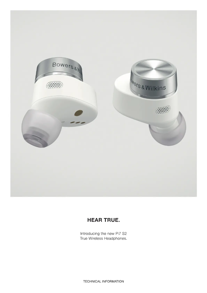Page 1 of the manual Technical Sheet Bowers & Wilkins Pi7 S2
