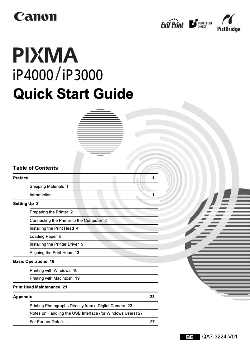 Page 1 of the manual User Manual Canon Pixma iP4000