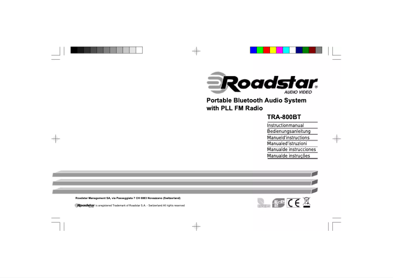 Page 1 of the manual User Manual Roadstar TRA-800BT