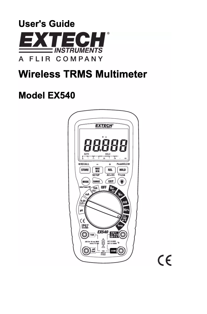 First page image of the manual for EX540