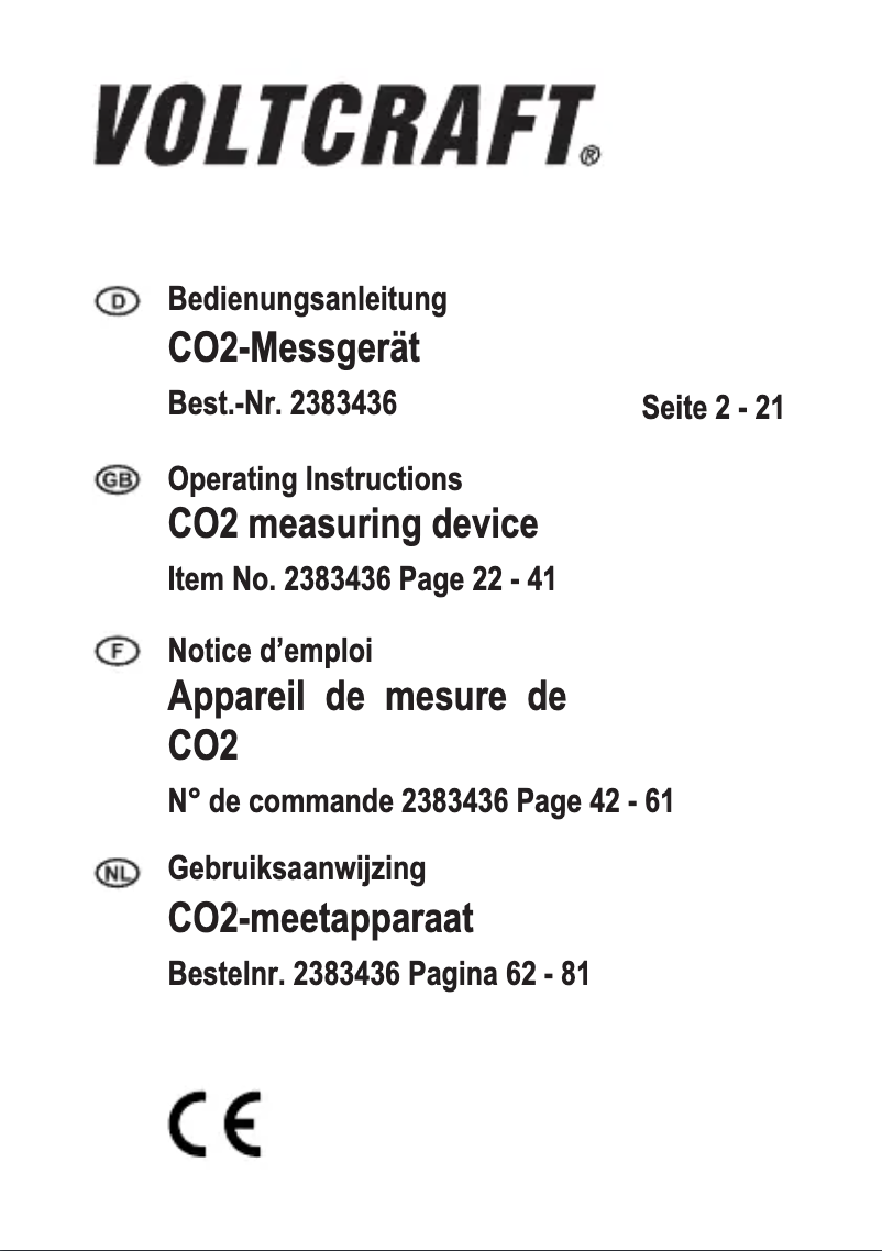 First page image of the manual for CO-110