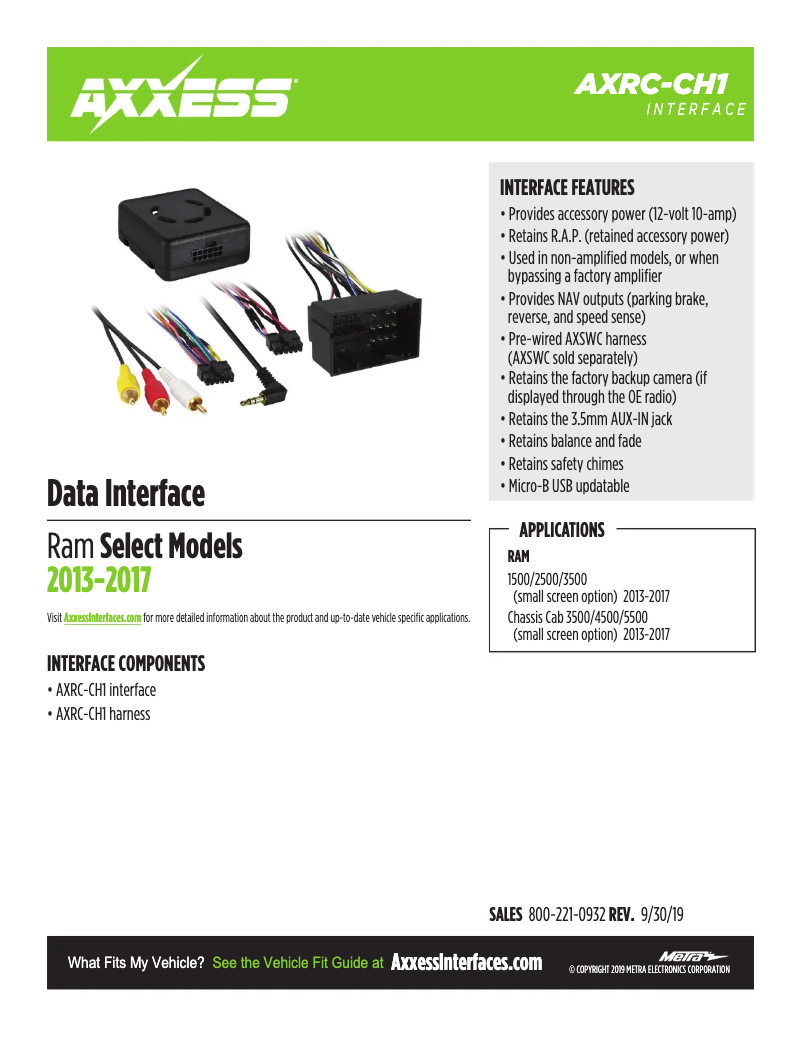 First page image of the manual for AXRC-CH1