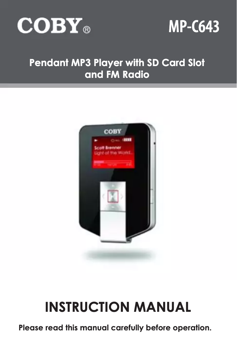 Page 1 of the manual User Manual Coby MP-C643