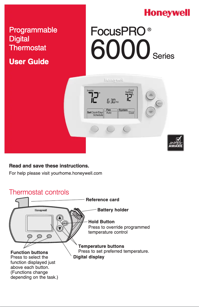 Page 1 of the manual User Manual Honeywell FocusPRO TH6220