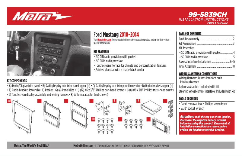 First page image of the manual for 99-5839CH
