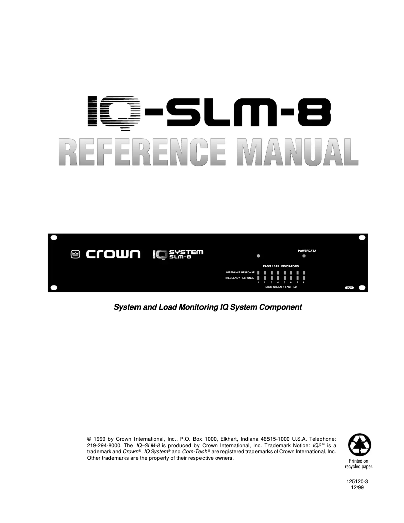 First page image of the manual for IQ-SLM-8