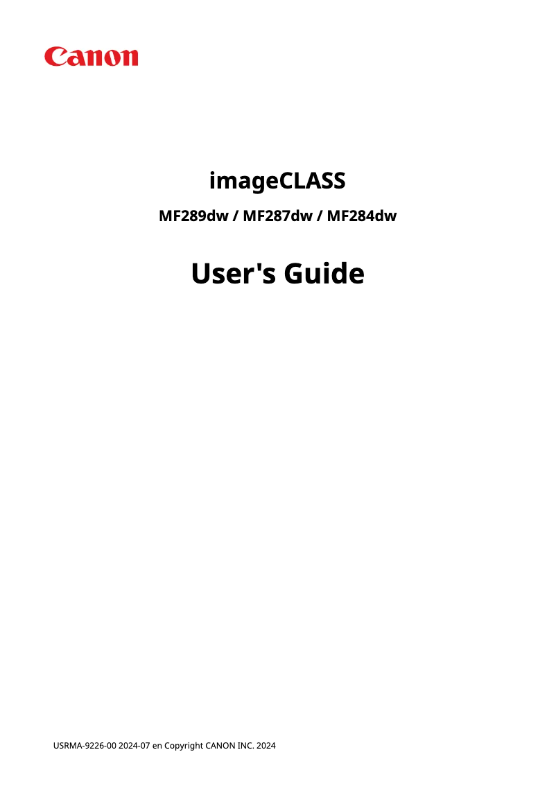 Page 1 of the manual User Manual Canon imageCLASS MF284dw