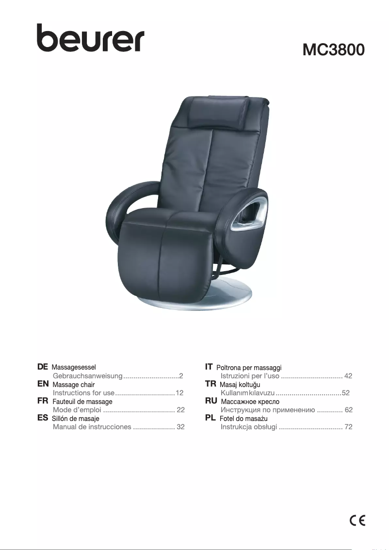 Page 1 of the manual Use and Maintenance Manual Beurer MC 3800