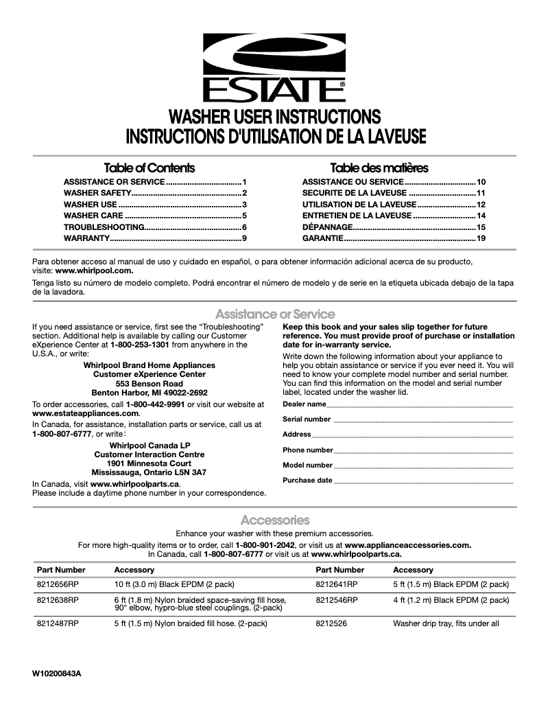 First page image of the manual for ETW4100SQ