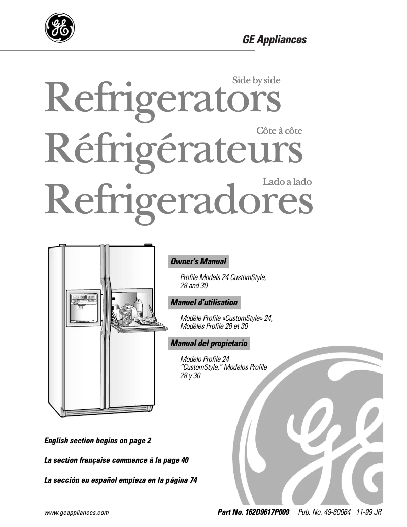 Page 1 of the manual Use and Maintenance Manual GE Profile Performance TFX30PPDWW