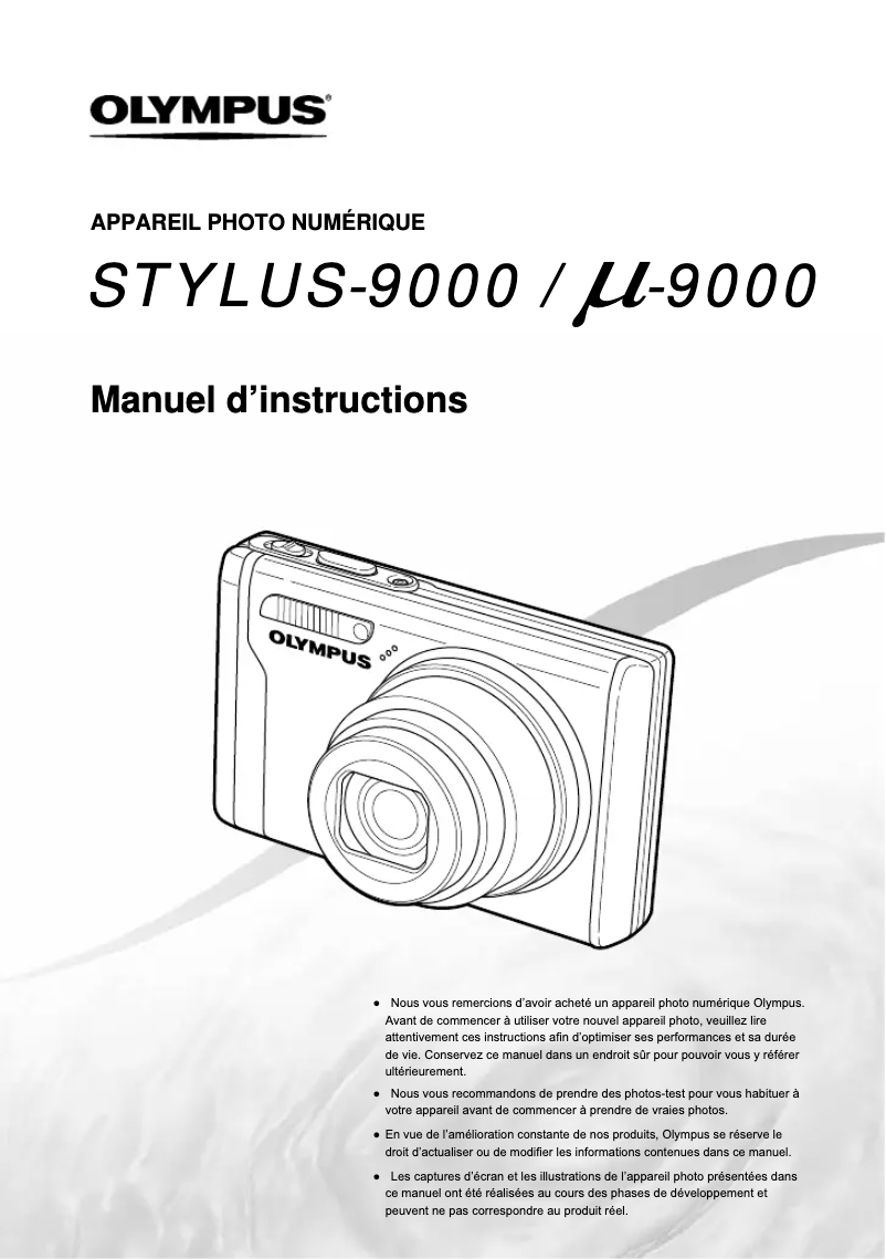 Image de la première page du manuel de l'appareil µ-9000