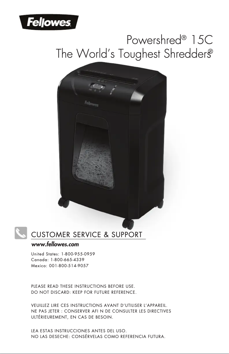 First page image of the manual for Powershred 15C