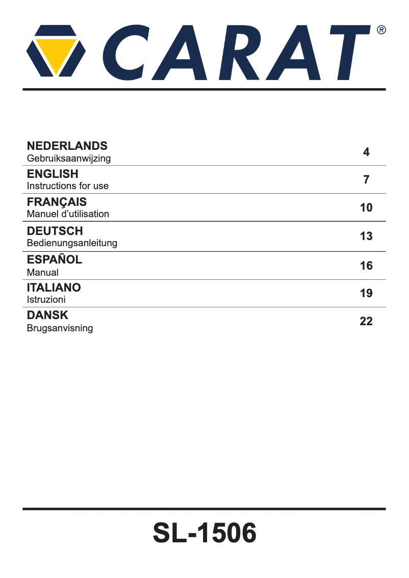 Page 1 of the manual User Manual Carat SL-1506X