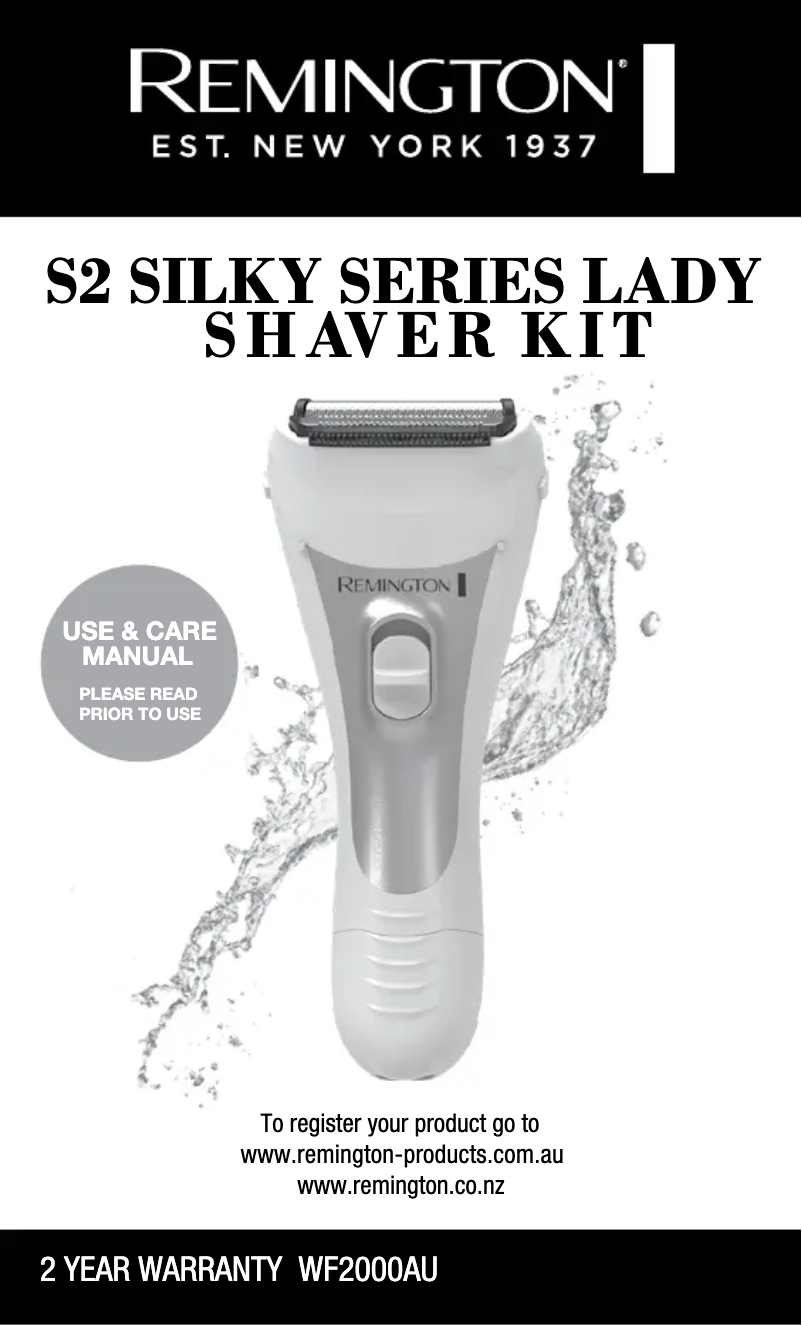 Page 1 of the manual User Manual Remington Silky S2 Lady Shaver WF2000AU