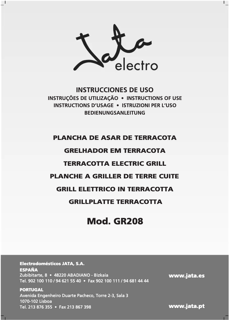 Page 1 of the manual User Manual Jata GR208