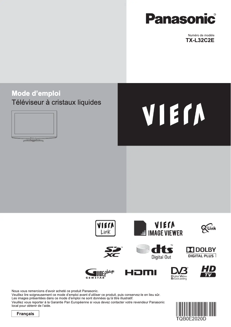 First page image of the manual for Viera TX-L32C2E