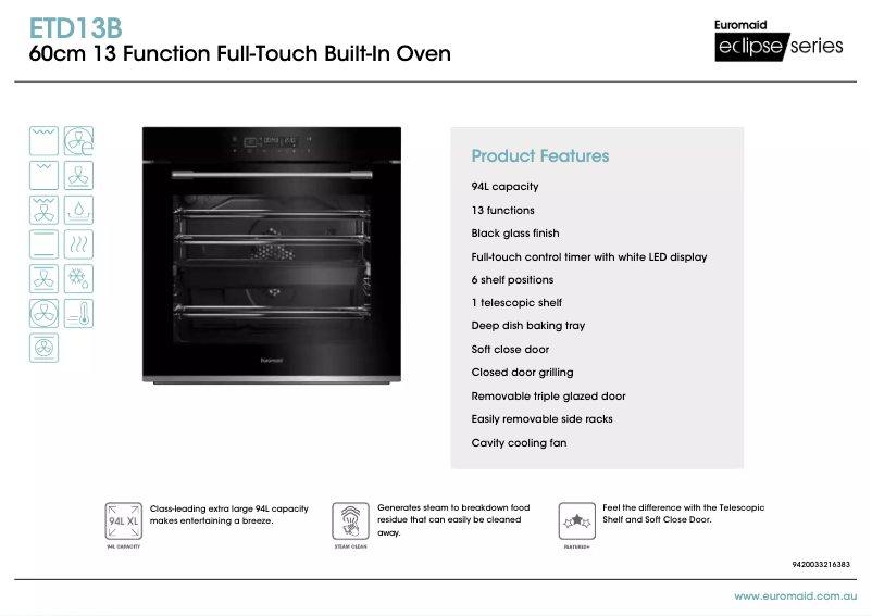 First page image of the manual for ETD13B