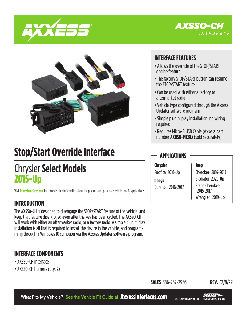 First page image of the manual for AXSSO-CH