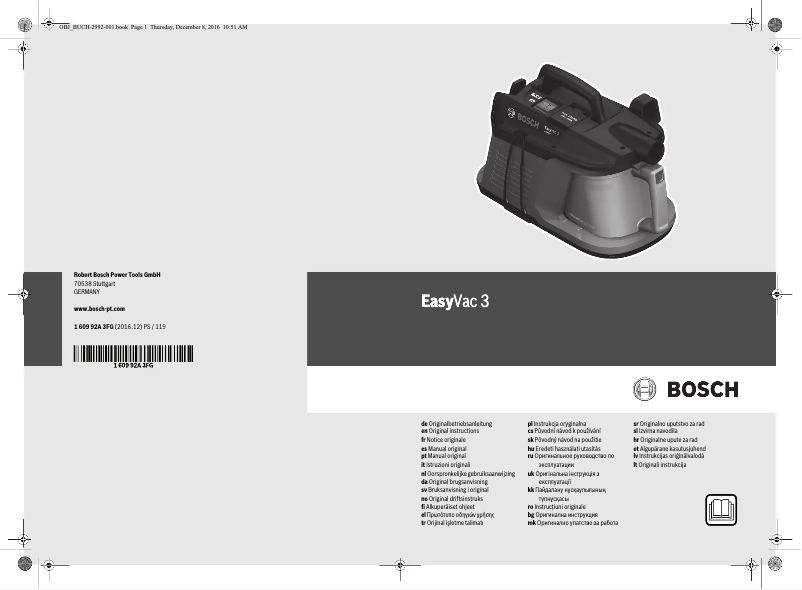 First page image of the manual for EasyVac 3