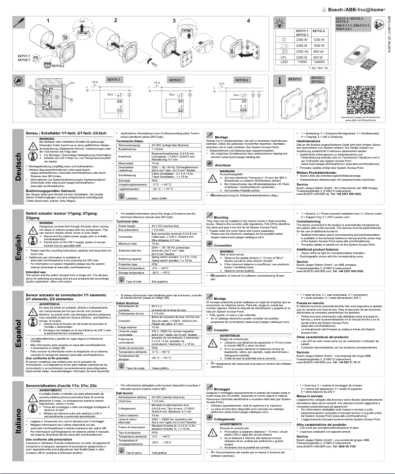 First page image of the manual for 6211/2.1