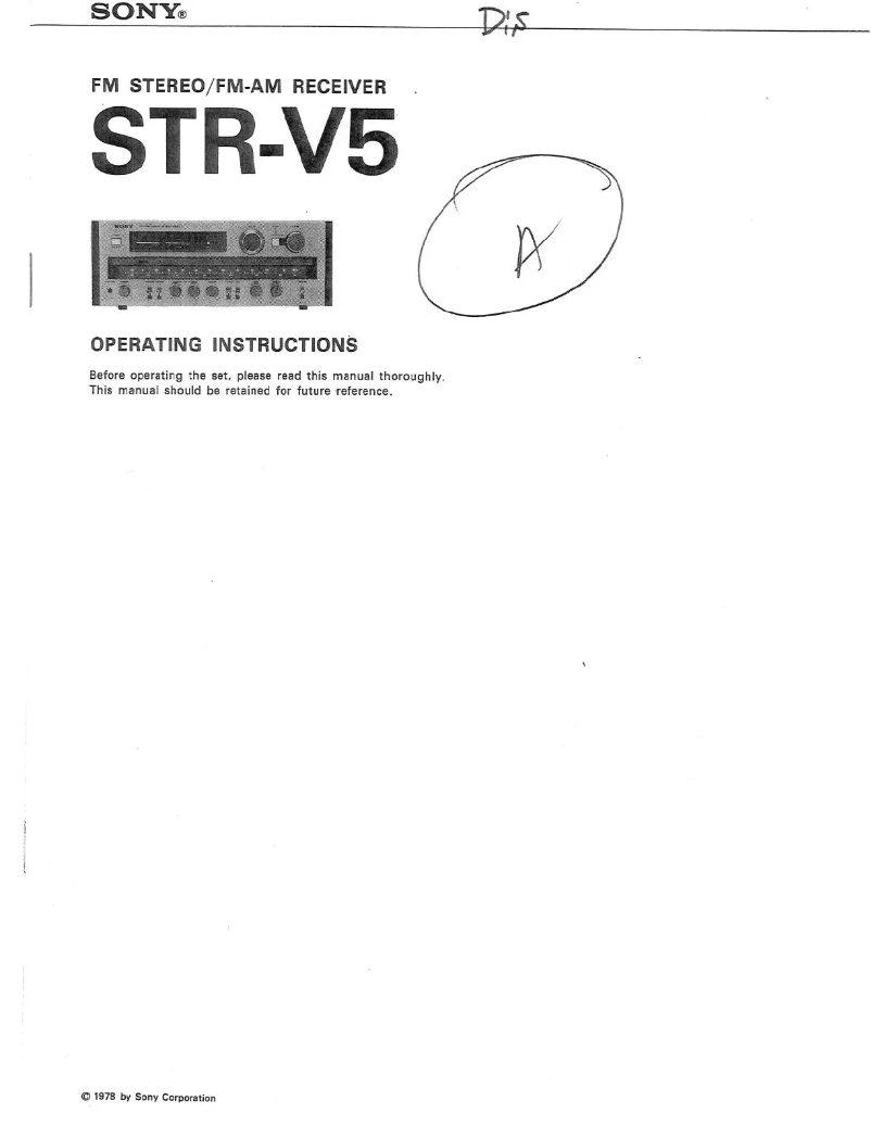 First page image of the manual for STR-V5