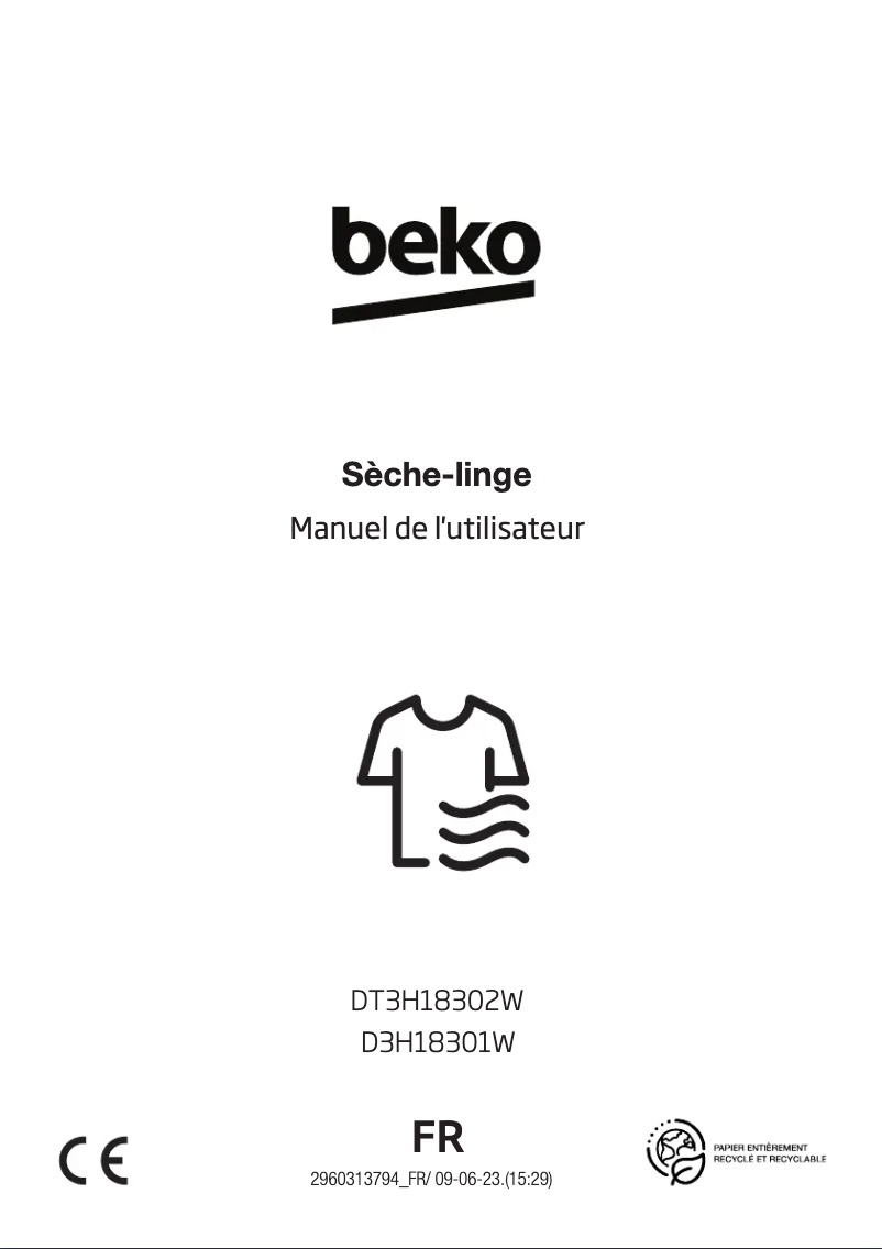 Page 1 of the manual User Manual Beko D3H18301W