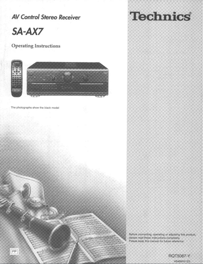 First page image of the manual for SA-AX7N