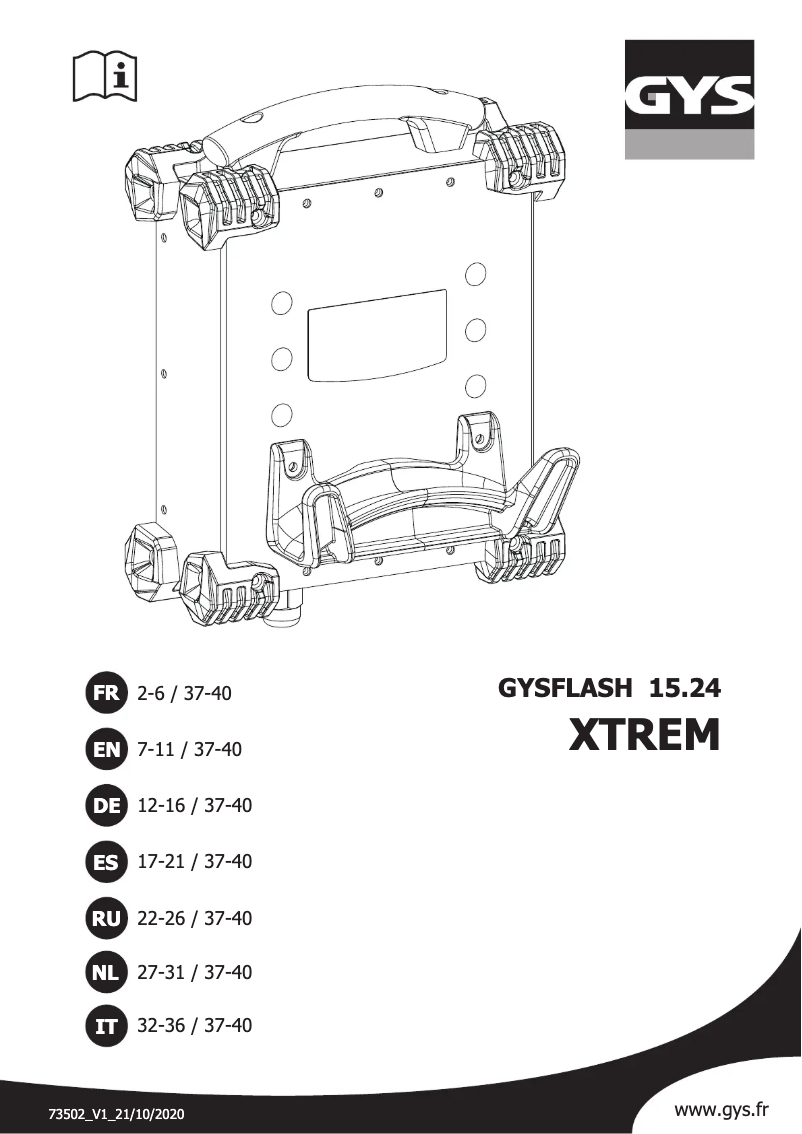 Page 1 of the manual User Manual GYS Gysflash 15.24 Xtrem