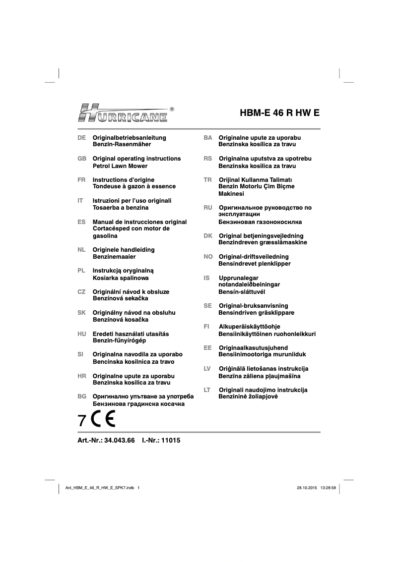 Page 1 of the manual User Manual Hurricane HBM-E 46 R HW E