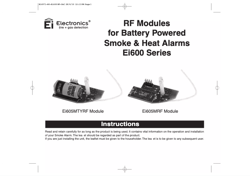 First page image of the manual for Ei605MRF