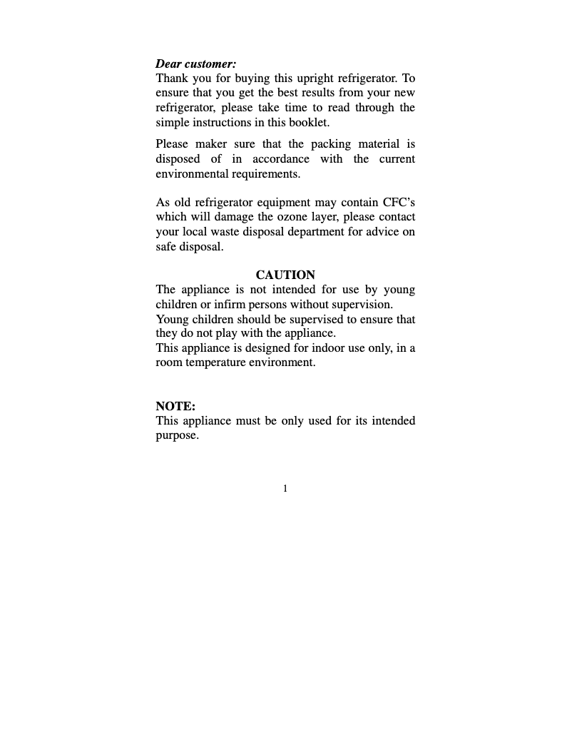 Page 1 of the manual User Manual EdgeStar CRF150SS