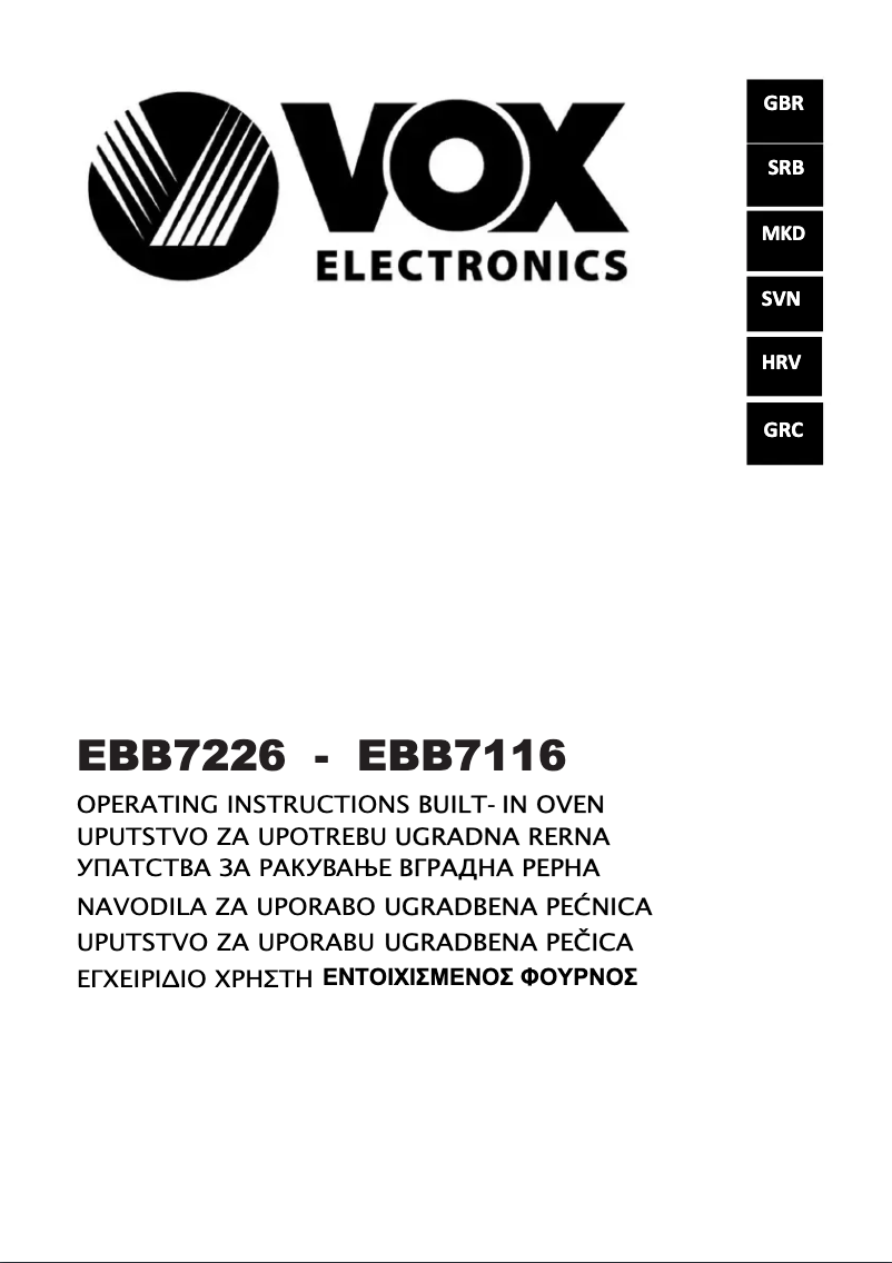 Page 1 of the manual User Manual VOX EBB7226