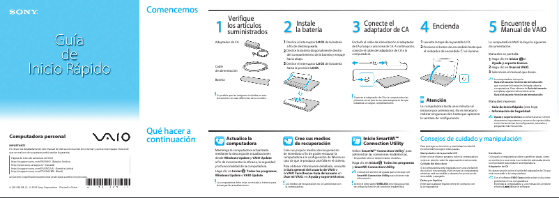 First page image of the manual for Vaio VPCEE33FX