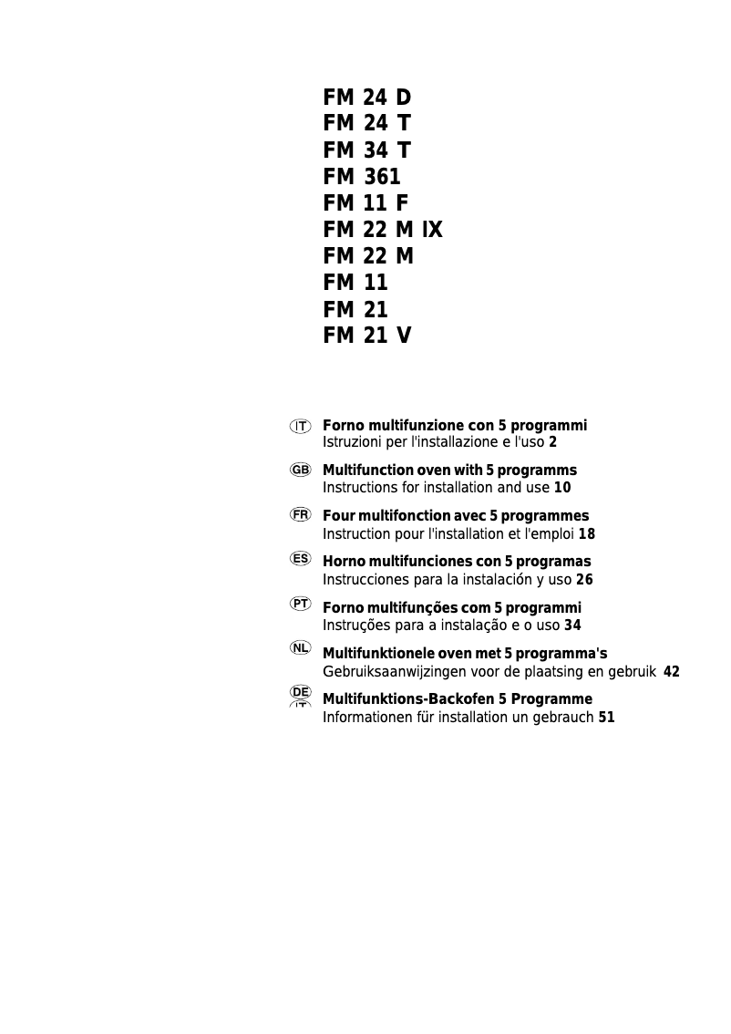 Page 1 of the manual User Manual Ariston Thermo FM 22 M IX