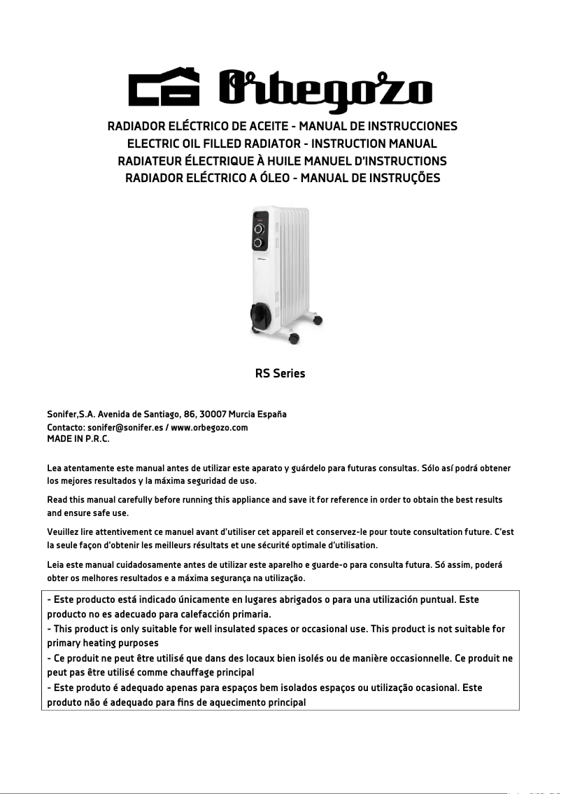 Page 1 of the manual User Manual Orbegozo RS 2500