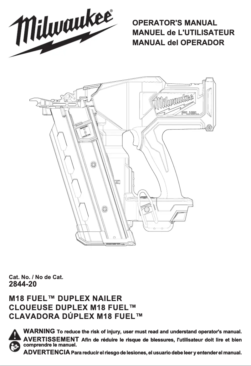 Page 1 of the manual User Manual Milwaukee M18 Fuel 2844-21