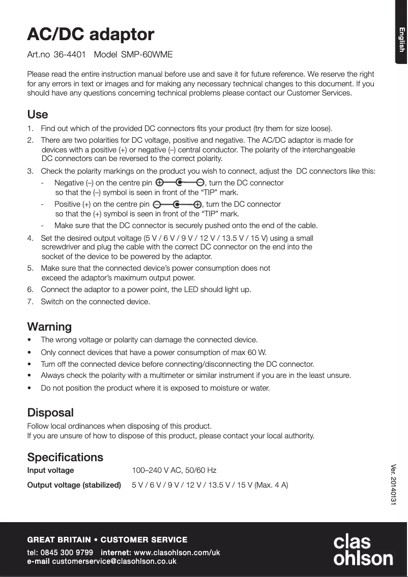 Page 1 of the manual User Manual Vanson SMP-60WME