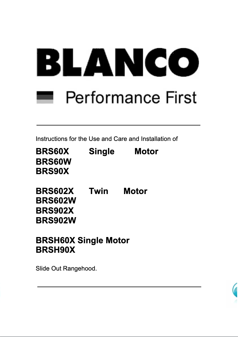 Page 1 de la notice Manuel utilisateur BLANCO BRS60X
